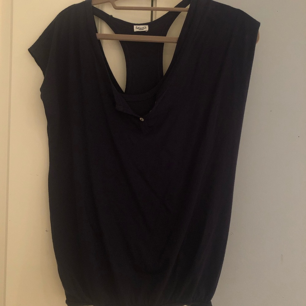 Splendid Short Sleeve Top with Built-in Tank Top